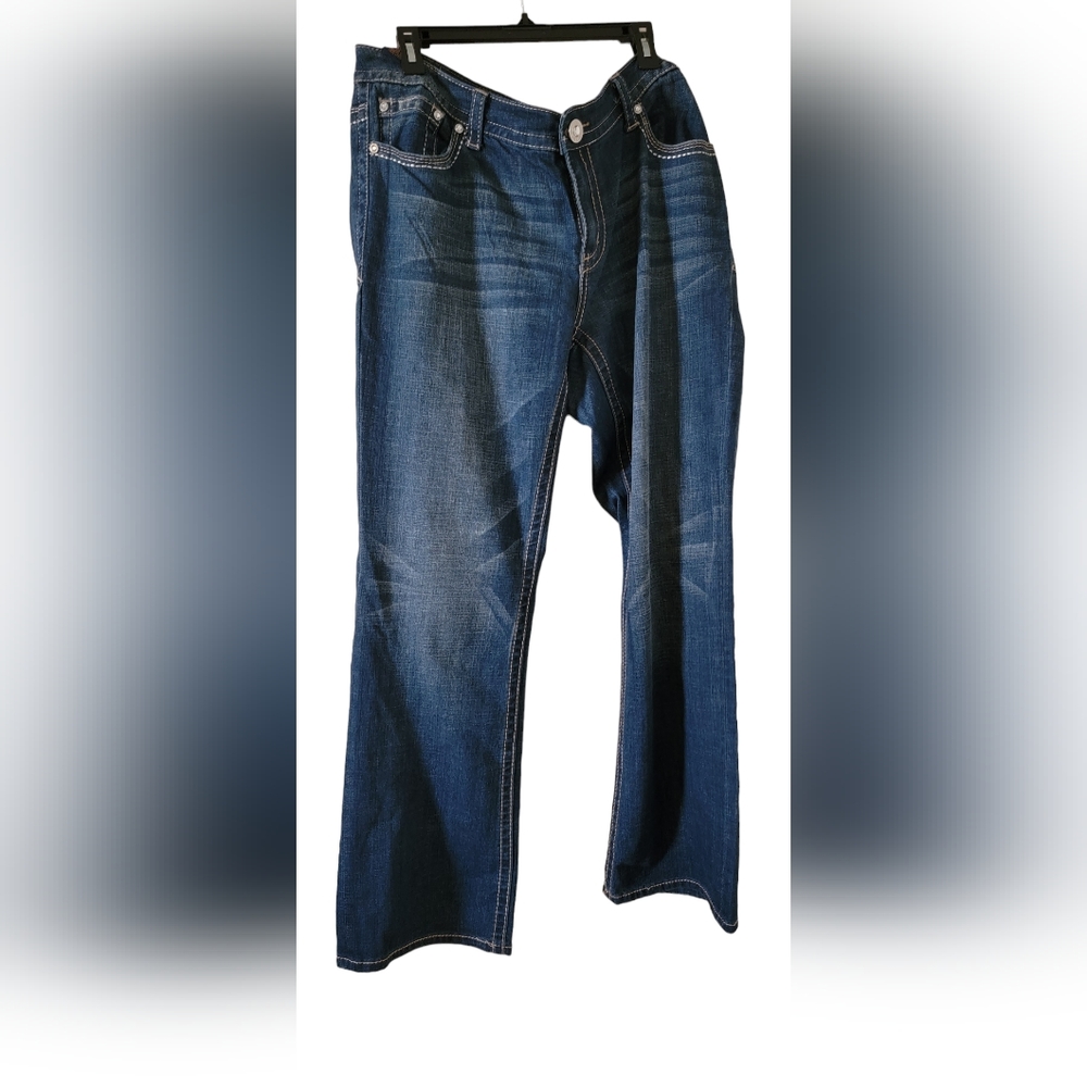 Seven7 Women's Dark Blue Boot-Cut Jeans